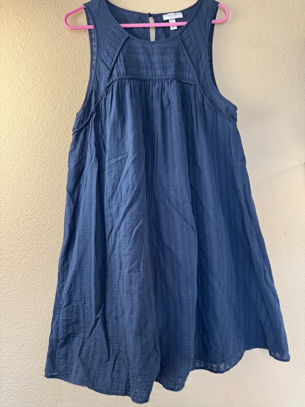 Liz Lange Maternity XL Blue Sleeveless Babydoll Tunic Top Empire Waist